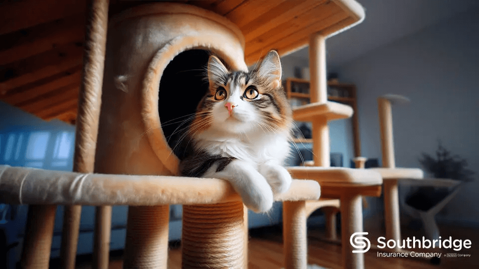 gato en su casa