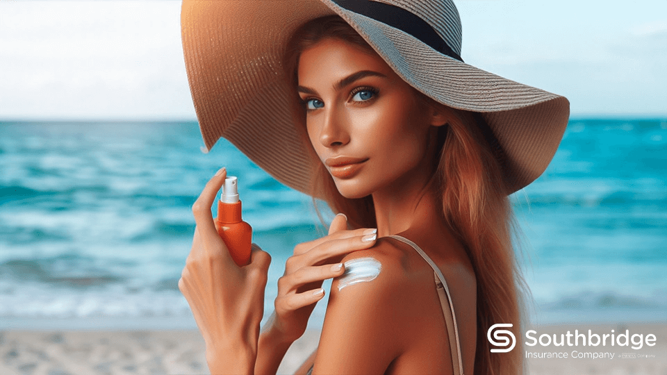 mujer protegiendo su piel del sol