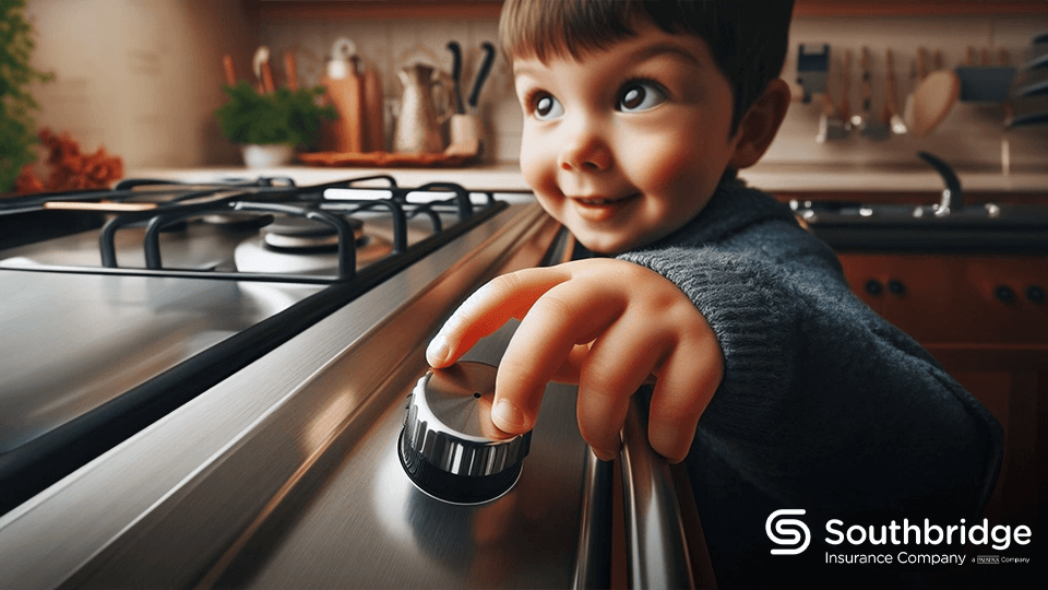 niño manipulando la cocina