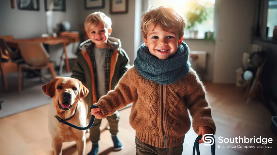 Niños con su perro