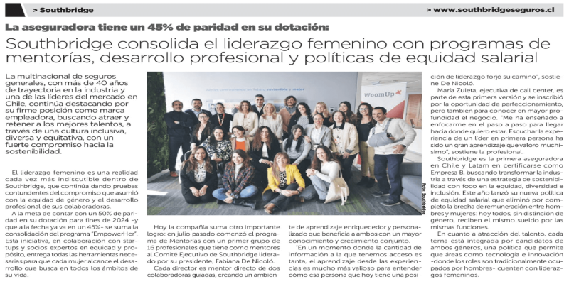 Southbridge consolida el liderazgo femenino con programas de mentorías, desarrollo profesional y políticas de equidad salarial